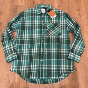 The North Face Women Junction Woven Shirt Long Sleeve Plaid Green Size Large NWT
